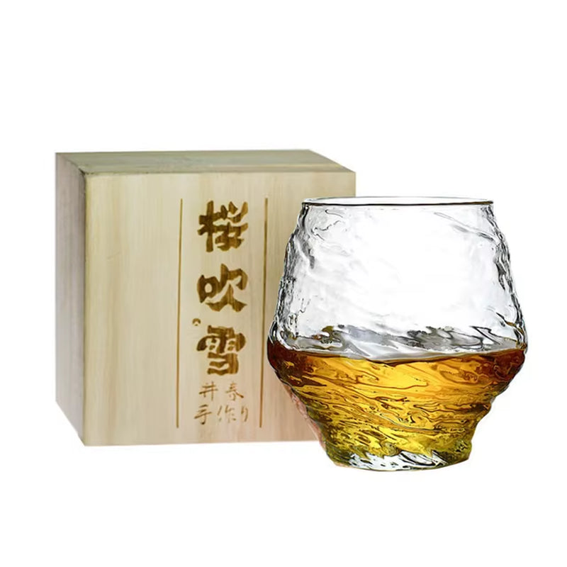 Japanese Hammer Pattern Crystal Whiskey Glasses - 420 mL