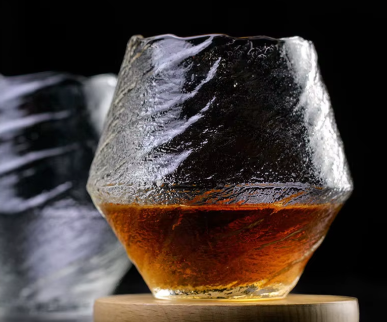 Japanese Hammer Pattern Crystal Whiskey Glasses - 420 mL