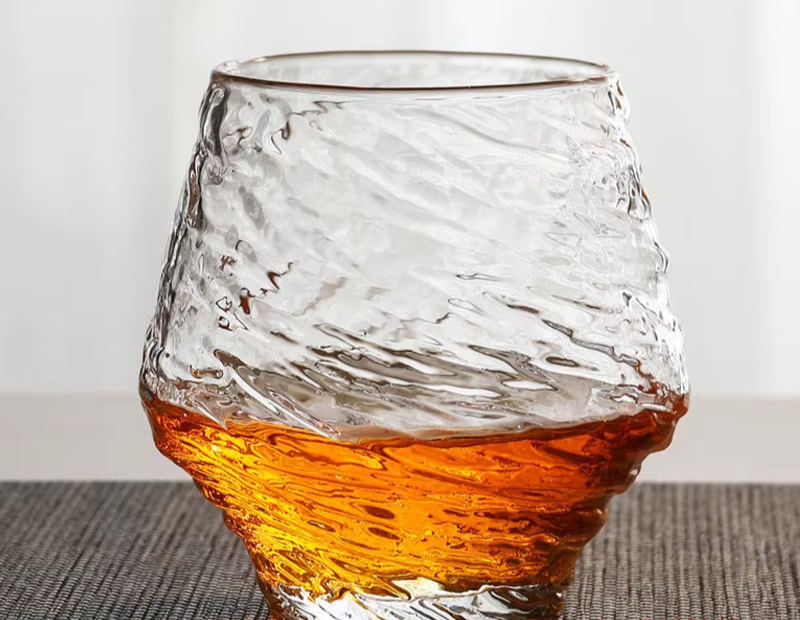 Japanese Hammer Pattern Crystal Whiskey Glasses - 420 mL