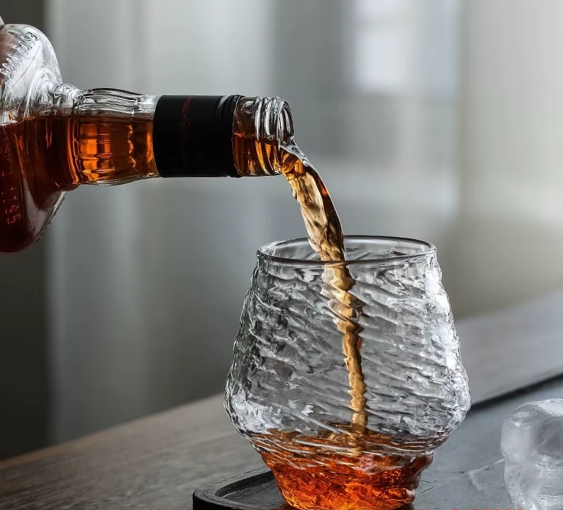 Japanese Hammer Pattern Crystal Whiskey Glasses - 420 mL