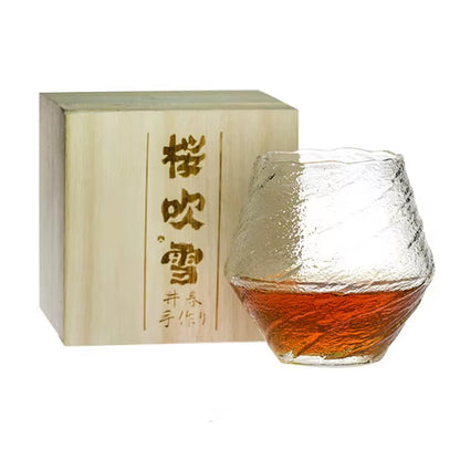Japanese Hammer Pattern Crystal Whiskey Glasses - 420 mL
