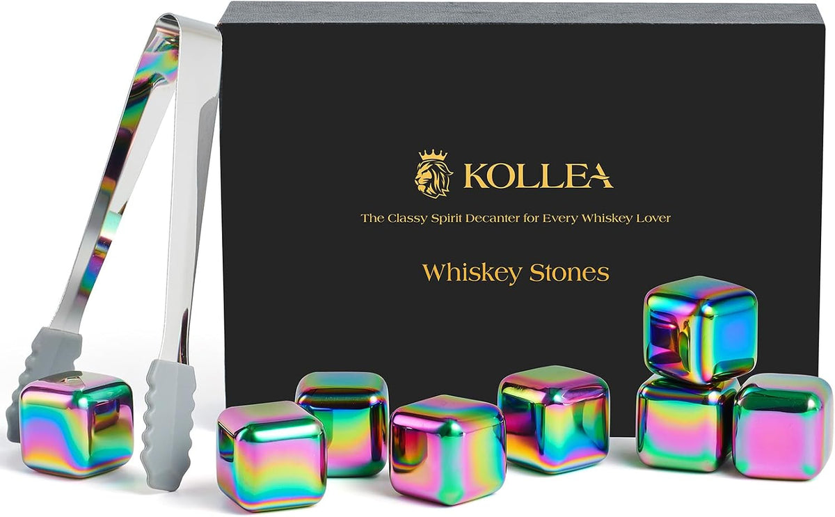 Whiskey Stones 8-Pack Stainless Steel Chilling Rocks Set, Multicolor