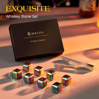 Whiskey Stones 8-Pack Stainless Steel Chilling Rocks Set, Multicolor